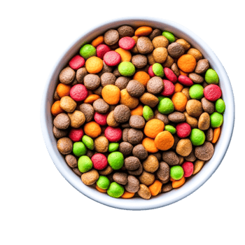 Colorful Round Candy in White Bowl for Sweet Snack or Dessert Treats png
