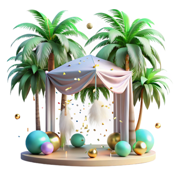 elegant creative Tropical Canopy Coconut Palms Cutout high resolution png