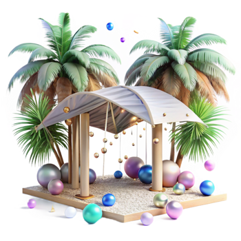 impressive creative Tropical Canopy Coconut Palms Cutout professional png