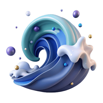 serene artistic Ocean Wave Graphic Cutout for Web Banners png