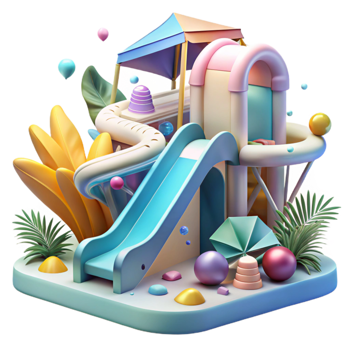 vibrant rustic Water Park Slides Fun Recreation Transparent for Family Vacations high quality png