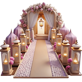 vibrant artistic Wedding Aisle Decor Lanterns and Flowers Transparent for Romantic Ambiance genuine png