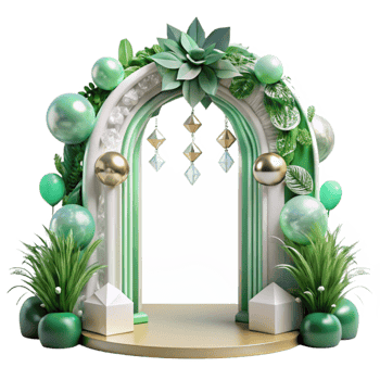 vibrant contemporary Wedding Arch Decorated with Greenery and Flowers Transparent for Outdoor Ceremonies high quality png