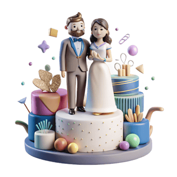 wonderful abstract Wedding Cake Topper Bride and Groom Figurines Cutout for Cake Decoration professional png