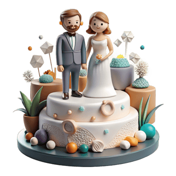 serene vintage Wedding Cake Topper Bride and Groom Figurines Cutout for Cake Decoration professional png