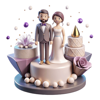 vibrant modern Wedding Cake Topper Bride and Groom Figurines Cutout for Cake Decoration genuine png