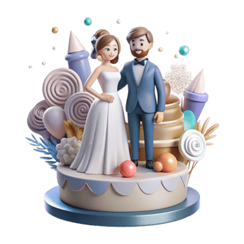 beautiful abstract Wedding Cake Topper Bride and Groom Figurines Cutout for Cake Decoration high resolution png