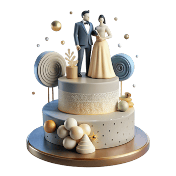 dramatic creative Wedding Cake Topper Figurine Isolated for Bakery Projects high quality png