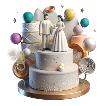 beautiful creative Wedding Cake Topper Figurine Isolated for Bakery Projects authentic png