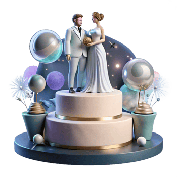 vibrant abstract Wedding Cake Topper Silhouette Couple Isolated Cutout high resolution png