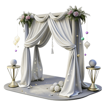 magnificent vintage Wedding Ceremony Arch White Drapery Isolated for Event Design premium png