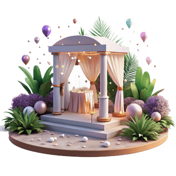stunning minimalist Wedding Ceremony Location Outdoor Garden Cutout for Venue Promotion premium png