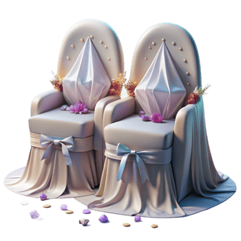 elegant traditional Wedding Chair Covers with Sashes Transparent Background exclusive png
