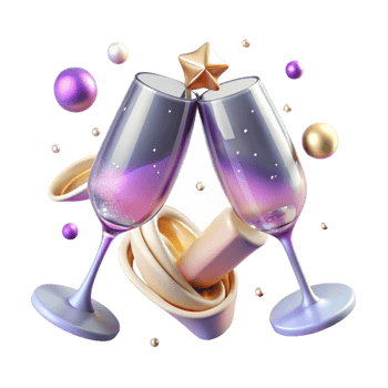 extraordinary minimalist Wedding Champagne Flutes Toasting Isolated for Celebration s detailed png