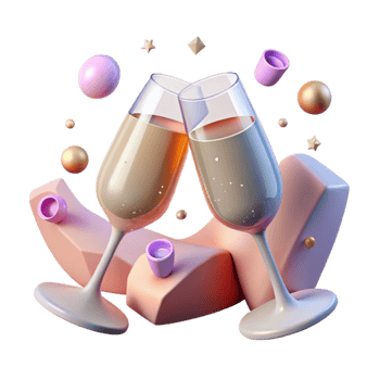 serene classic Wedding Champagne Glasses Cheers Cutout for Celebration Graphics authentic png