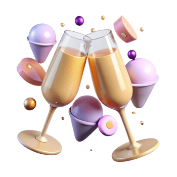 beautiful classic Wedding Champagne Glasses Cheers Cutout for Celebration Graphics high resolution png