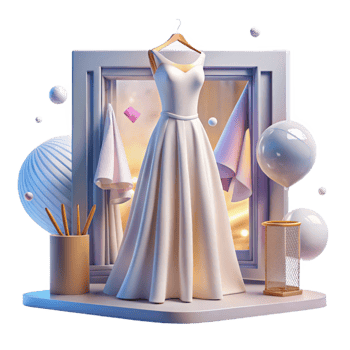 extraordinary creative Wedding Dress Hanging in Window with Natural Light Transparent for Bridal Fashion Photography high resolution png