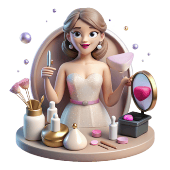 beautiful modern Wedding Makeup Bride Getting Ready Isolated for Beauty Blog Content detailed png