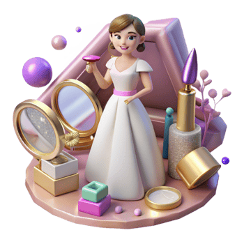 impressive traditional Wedding Makeup Bride Getting Ready Isolated for Beauty Blog Content premium png
