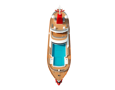 Luxury yacht with a pool, aerial view png