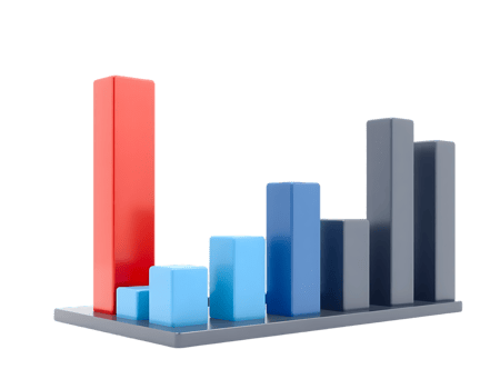 3D Bar Graph Representing Data Analysis and Business Growth png