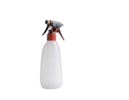 Spray bottle for cleaning with white plastic and red details png