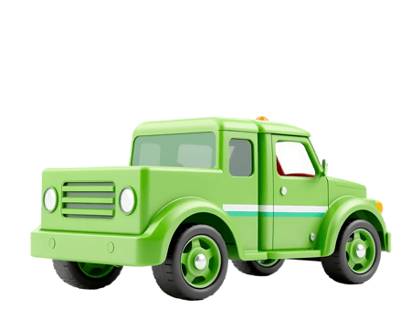 Green cartoon truck illustration png