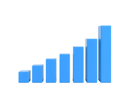 Blue Bar Graph Showing Increasing Growth png