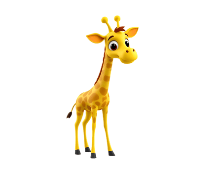 Cute cartoon giraffe with yellow skin and long neck png
