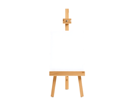 Wooden easel with a blank white canvas for painting and artwork png