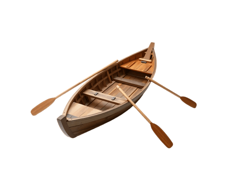 Wooden Rowboat with Oars png