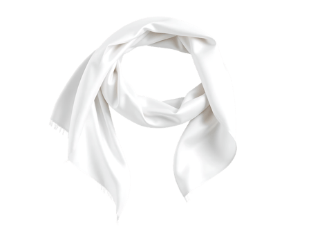 Elegant white silk scarf isolated on transparent background png