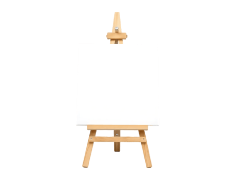 Blank canvas on a wooden easel, ready for an artist's creative work png