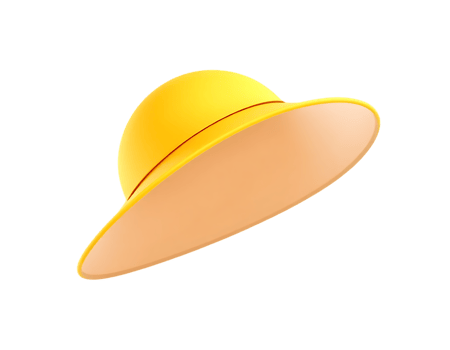 Yellow sun hat isolated on transparent background png