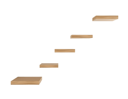 Wooden Floating Shelves in Staircase Arrangement png