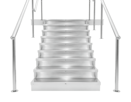 Modern Silver Metal Staircase with Handrails png