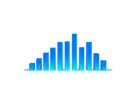 Blue 3D Bar Chart Representing Data and Trends png