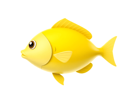 Cute yellow cartoon fish illustration png