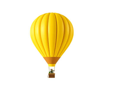 Yellow Hot Air Balloon on a Transparent Background png