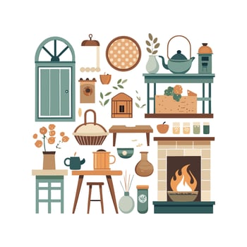 Stylish Icons for Farmhouse Interior Design vector