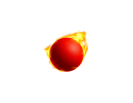 Fiery red ball with orange flames isolated on transparent background png