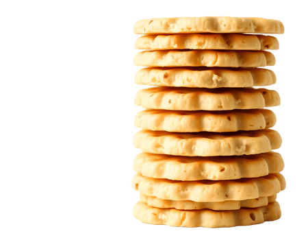 Stack of delicious flower-shaped cookies on transparent background png