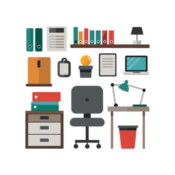 Artistic Icons for Office Desk Elements vector