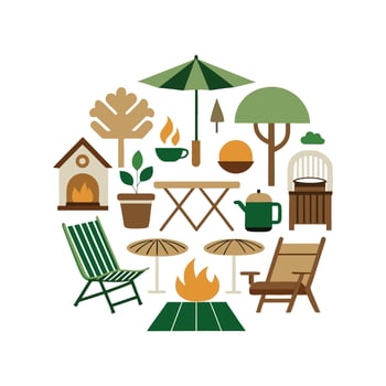 Artistic Icons for Versatile Outdoor Living Space Designs vector