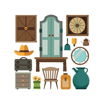 Rustic Icons for Vintage Interior Designs vector