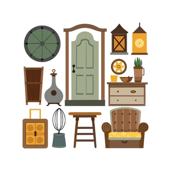 Creative Icons for Chic Vintage Interiors vector