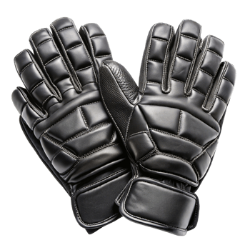 A Pair of Black Leather Padded Gloves for Sports Protection and Safety png
