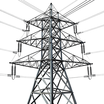High Voltage Power Transmission Pylon Structure Detailed View Electrical Grid Energy Infrastructure png