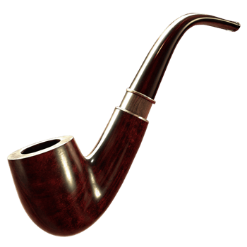 A Classic Dark Red Wooden Smoking Pipe Isolated on Black Background png