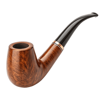 Highquality Brown Wood Tobacco Pipe with Black Accents and Gold Band png
